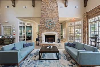 Lounge area with fireplace
